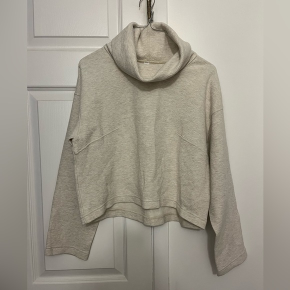lululemon athletica Sweaters - Lululemon Ribbed Funnel Neck Pullover in Heathered White Opal